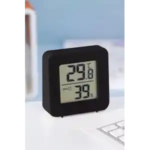 TELVESSE Mini Sıcaklık Nem Ölçer LCD Ekranlı Oda Termometre Duvara Takılabilen Masaüstü Isı Göstergesi Siyah
