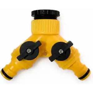Çift Çıkışlı Vanalı Musluk Adaptörü, 1/2 ve 3/4 Uyumlu, Sarı, DMX4279