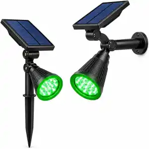 Forlife Yeşil 18 LED Spot Güneş Enerjili Bahçe Aydınlatma Lambası, Fotoselli, Spike Aplik, 18W Su Geçirmez Dış Mekan Solar Lamba, Ağaç, Veranda, Garaj, Havuz, Duvar Ve Zemin Montajına Uygundur 42 CM