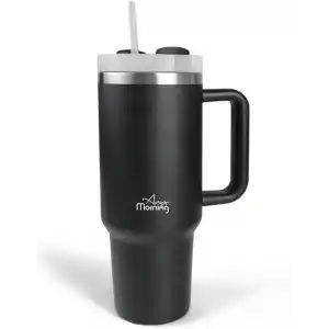 Any Morning Vaha 1200 ml Üç Kademe Çevirmeli Kapaklı Çift Katman Çelik Termos Mug Siyah SI2440217