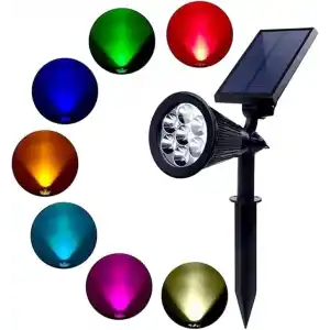 GreenTech Solar Kazıklı Bahçe Aydınlatma RGB Spot, Siyah, GT-SL04