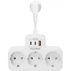 Akım Korumalı Priz, Duvar Priz Çoğaltıcı, 3x Priz Soketi, 2x Type-C Girişi, 1x Usb Girişi, Çocuk Korumalı ve Isıya Dayanıklı Yapı, Aşırı Gerilim Koruyucu, 16A/3680W (Kablosuz) (Beyaz)