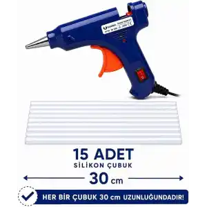 20W Sıcak Silikon Tabancası, Hızlı Isınan, Hobi ve Tamirat için, El Sanatları, DIY Projeleri, 15 Adet Silikon Çubuk Dahil