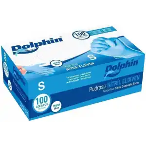 Dolphin Mavi Nitril Eldiven Pudrasız (S) 100lü Paket