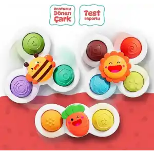 Circle Toys Vantuzlu Duyu Geliştirici Spinner Oyuncak 3’lü Set – Dönen Bebek Oyuncağı (12 Ay+)