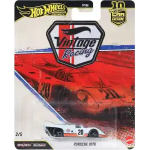 Hot Wheels Car Culture 1:64 ölçekli premium metal oyuncak, Porsche 917 K, Real Riders tekerlekler, Metal/Metal gövde ve şasi, Vintage Temalı Arabalar, JKF03