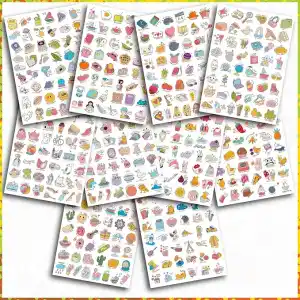 Sticker Seti 500 Adet İngilizce Temalı Etiket, Günlük Ajanda ve Defterlere, Karikatür Konsept, Öğretmen-Öğrenciler, Erkek-Kız Çocuk ve Yetişkinlere Kendinden Yapışkanlı Eğlenceli Çıkartmalar