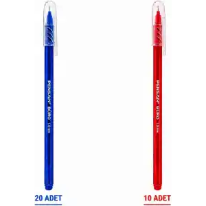 Pensan Büro 2270 Tükenmez Kalem, 1.0 mm Medium Uç, Mavi, Ofis, Okul ve Kırtasiye Kullanımı için Akıcı Yazım Kalemi (mavi 20 - kırmızı 10)