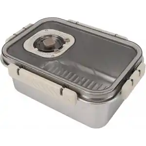 MallArt® Paslanmaz Çelik Saklama Kabı, Tarih İndikatörlü Sızdırmaz Bento Yemek Kabı, Kilitli Kapaklı Ev Akıllı Gıda Koruyucu Sefer Tası (1.6LT Dikdörtgen)