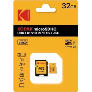 KODAK 32GB Micro SD UHS-I C10 U1 V10 Kart + SD Adaptör, Sarı