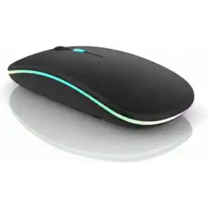 Infomax Kablosuz Mouse, Çift Modlu (Bluetooth 5.0 + 2.4Ghz USB) Şarj Edilebilir RGB Işıklı Sessiz Mouse, PC, Laptop, Macbook, Tablet, iPad, Telefon Uyumlu (BGMS, Siyah)