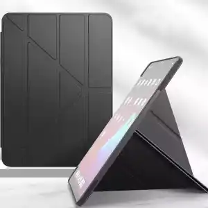 Coverzone iPad Air 11 M4 için Kılıf A2902 11 inç (2026) Kalem Koyma Bölmeli, Stand Olan, Uyku Modlu Silikon Arka Yüzey Suni Deri, Ergonomik Yapılı, Attractive Smart Cover Siyah
