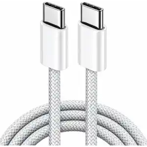 USB-C to USB-C Hızlı Şarj Kablosu Type-C 60W PD, 1m Örgülü Şarj Kablosu; iPhone 15 16 17 Pro Max, Samsung S24 S23 Ultra, iPad Pro ve USB-C Cihazlarla Uyumlu - Bydiz