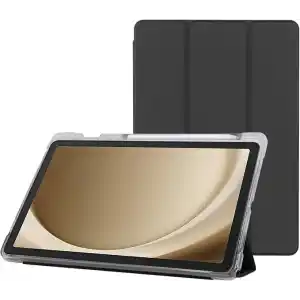 Klasse Samsung Galaxy Tab A9+ Plus 11 inç Uyumlu Smart Kılıf, S Pen Kalemlikli, Trifold, Esnek, Mat, Darbeye Tam Dayanıklı Tablet Kılıfı (Siyah)