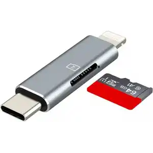 USB C yıldırım mikro SD kart okuyucu (2in1) iPhone16 15 14 Pro Apple adaptörü için dijital kamera TF bellek fotoğraf depolama transferi iPad için uyumlu Samsung C tipi kompakt aksesuarlar Android