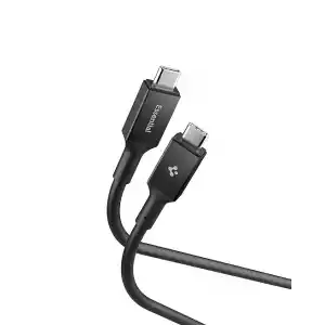 Spigen USB-C to USB-C 1 Metre Kablo 100W Güç/PPS 2.0 Super Hızlı Şarj / 5 Gbps (E-Marker Çip) Data Hızı/USB 3.2 Type-C Ekstra Dayanıklı MFI Lisanslı Black - ACA09459