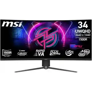 MSI 34 MPG 346CQRF X24, Gaming Monitör, UWQHD, 21:9 Curve 1500R, Rapid VA, 240Hz, 0.5ms (Min.), Adaptive-Sync