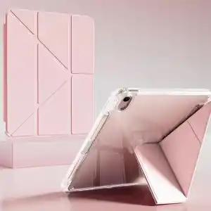 Coverzone iPad 11.Nesil A16 11inç/10.Nesil 10.9inç ile uyumlu Kalem Koyma Bölmeli Ultra Koruma Antişok Yatay Dikey Şekillerde Stand seçeneği Uyku Modlu New Attractive HX99 Smart Cover Kılıf Pembe