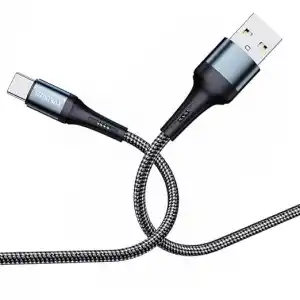 REMORAX Örgülü USB A-C Hızlı Şarj Kablosu, Siyah (100 CM)