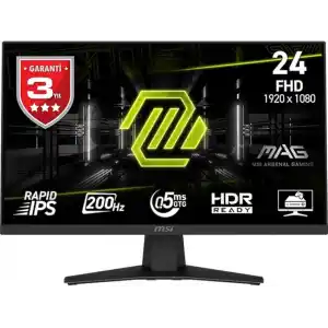 MSI 23.8 MAG 244F, Gaming Monitör, FHD, 16:09 Flat, Rapid IPS, 200HZ, 1ms, FreeSync Premium