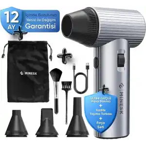 Minesk G500 HyperWind™ Turbo Jet Fan Hava Üfleyici - 【Turbo Modda 500 Gram Hava Üfleme Gücü】- Ultra Güçlü Hava Basıncı -Taşıma Torbalı ve Ekstra Nozullu