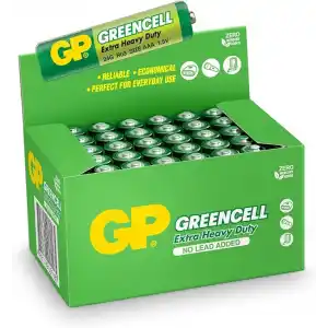 GP Batteries GP24G Greencell R03/1212/AAA İnce Pil, 1.5 Volt, 40lı Kutu, Yeşil/Sarı/Beyaz