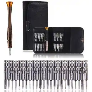 Orret Home 25 Parça Hassas Tornavida Seti, Deri Çantalı, Krom-Vanadyum Çelik, PC/Laptop/Telefon/Gözlük Tamir Seti, Torx/Düz/Yıldız Uçlu