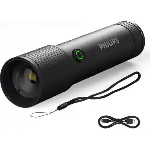 Philips SFL2185/93 350 Lümen 3W LED El Feneri Teleskopik Zoom Sos Modlu Şarj Edilebilir Uzun Menzilli Flashlight