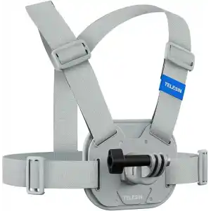 TELESIN Aksiyon Kamera Göğüs Askısı (Vest Chest) | Hızlı Çıkarılabilir Yelek Göğüs Kayışı | GoPro 13/12/11/10/9/8/7/6/5, Osmo Action 3/4/5 Pro, Insta360 Modelleri ile uyumludur (Gri)
