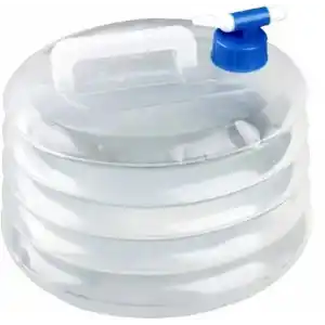 15 lt Katlanabilir Musluklu Su Bidonu, Plastik Piknik Kamp, Çeşmeli Su Torbası, Akordeon, Şeffaf,