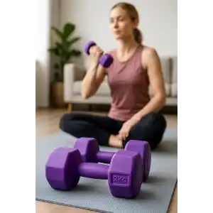 Leyaton Mor Dambıl 2 Kg x 2 Adet Vinyl Kaplı Fitness Dumbell Ağırlık Seti, 2KG2MORR