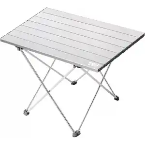 HAEGS Full Alüminyum Katlanır Kamp Sehpası, Piknik, BBQ, Balıkçılık, Doğa Aktiviteleri, Plaj için Kolay Taşınabilir Kompakt Outdoor Ultra Hafif Kamp Masası Orta Boy - Gümüş