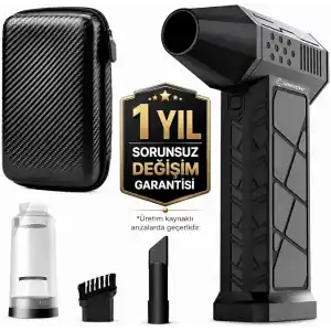 URUCHI X3 2026 Şarjlı Hava Üfleyici & Vakum – Gerçek 130000 RPM, 8000mAh Batarya, 3 Kademeli Turbo Toz Üfleyici ve Çekici, Bilgisayar, Klavye, Ev, Araç ve Dış Mekan Kullanımı, Çantalı