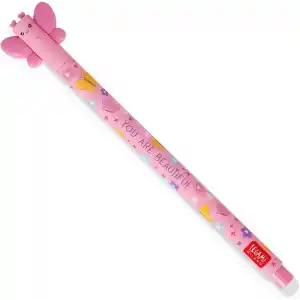 LEGAMI Butterfly Silinebilir Jel Kalem, Sonunda Mürekkebi Çıkarmak İçin, Isıya Duyarlı Pembe Mürekkep, 0,7 mm Uç Çapı