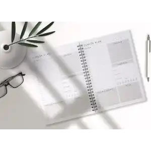 Fark Tanıtım 120 Günlük Tarihsiz Spiralli Planlayıcı - A5 Boyutu, 60 Yaprak (120 Sayfa), 90 gr. Ivory Kağıt (Siyah Kapak)