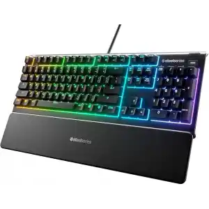 Steelseries Apex 3 Gaming Klavye, 10 Bölgeli Rgb Aydınlatma, Sessiz Switch, Ip32 Sıvı Dayanıklılık, Premium Manyetik Bilek Desteği, Türkçe Qwerty