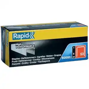 Rapid Zımba teli Tip 53, 8 mm zımba, 5.000 adet büyük paket, ahşap ve kumaşlar için ince tel kıskaçlar
