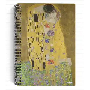 Gustav Klimt/The Kiss, 1907-08 | Spiralli Defter 28 | A5 | Çizgili | 100 Sayfa | Okul (Düz)