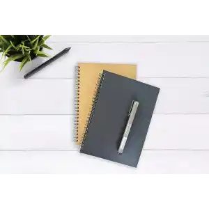 Fark Tanıtım 2li Çizgisiz Not Defter, A5 Boyut (15x21 cm), 60 Yaprak Planlama, Siyah ve Kraft Kapaklar, Ofis İçin İdeal