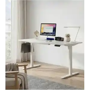 adornist - Yüksekliği Ayarlanabilir Ergonomik Bilgisayar & Çalışma Masası - Tek Motorlu (2 Hafızalı) (Beyaz, 120 * 60)