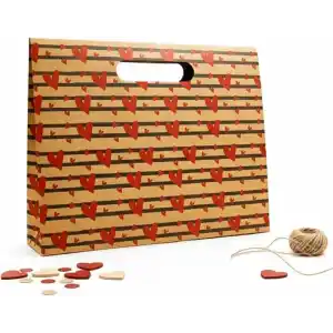 38x30 Kalp Harmanı Zarf Model Karton Çanta, Hediye Kutusu