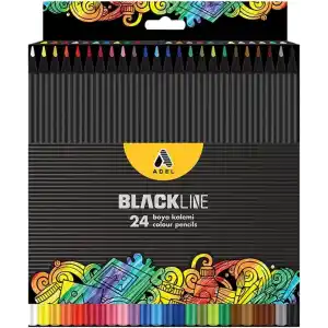 Adel Blackline 24lü Kuru Boya Kalemi,Parlak Renkler, Dayanıklı Uçlar, Ergonomik Tasarım