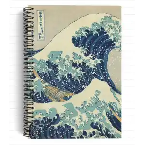 Katsushika Hokusai/The Great Wave off Kanagawa,1829 | Spiralli Defter 25 | A5 | Çizgili | 100 Sayfa | Okul (Düz)