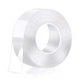 PDAteknoloji Su Sızdırmaz Çift Taraflı Şeffaf Bant 5 Metre Ekstra Güçlü Yıkanabilir İnce Nano Bant Genişlik 30mm Kalınlık 1mm Halı Ev Mutfak Banyo Araba Ofis için LTS-BND07