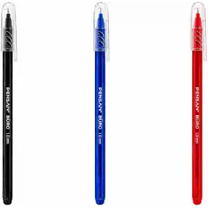 Pensan Büro 2270 Tükenmez Kalem, 1.0 mm Medium Uç, Mavi, Ofis, Okul ve Kırtasiye Kullanımı için Akıcı Yazım Kalemi (siyah 10 - mavi 10 - kırmızı 10)