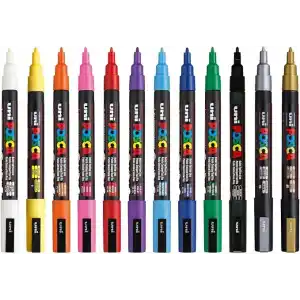 Uni Posca Markör Kalem 3M Set 0.9-1.3 mm Keçe Uçlu (12li Set)