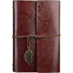 Retro Vintage yapraklı not defteri, klasik PU deri kapak, seyahat defteri, travel journal, günlük, seyahat günlüğü, doldurulabilir eskiz defteri, Sketchbook, 130x185mm