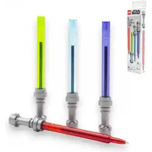 LEGO Star Wars ışın kılıcı jel kalem seti – 4 jel kalem, kırmızı, mavi, yeşil ve mor, ışın kılıcı tasarımlı, resmi hayran ürünü, 6 yaş ve üzeri çocuklar için hediye