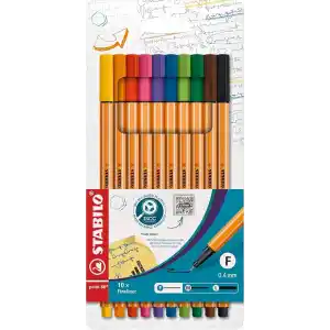 STABILO point 88 - İnce Keçe Uçlu Kalem - 10lu Paket - Çeşitli Renkler