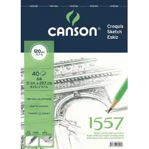 Canson 1557 Resim Ve Çizim Blok 120Gr A4 40Yp Üstten Spiralli Resim Defteri